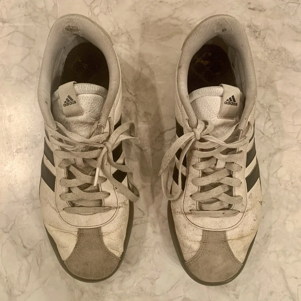 Adidas Sneakers Men's 10 Shoes White Blue Stripes - Picture 4 of 15